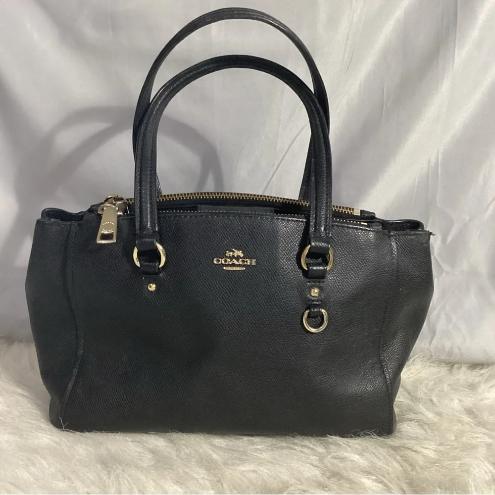 Coach Stanton Carryall Black Leather Satchel Bag 36681